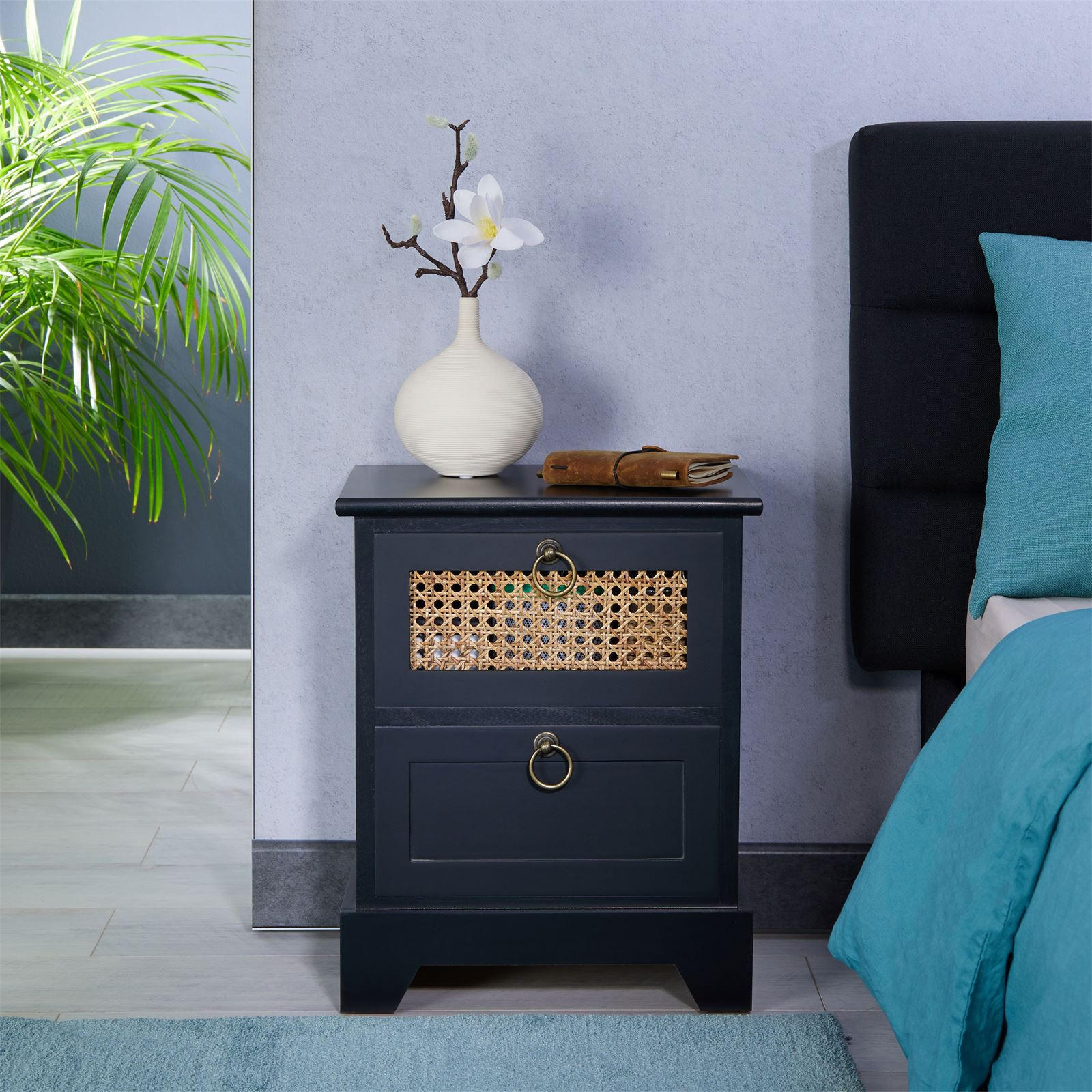 NACHTTISCH PADMA - Schwarz, Holz (35/43/29cm) - CARO-Möbel