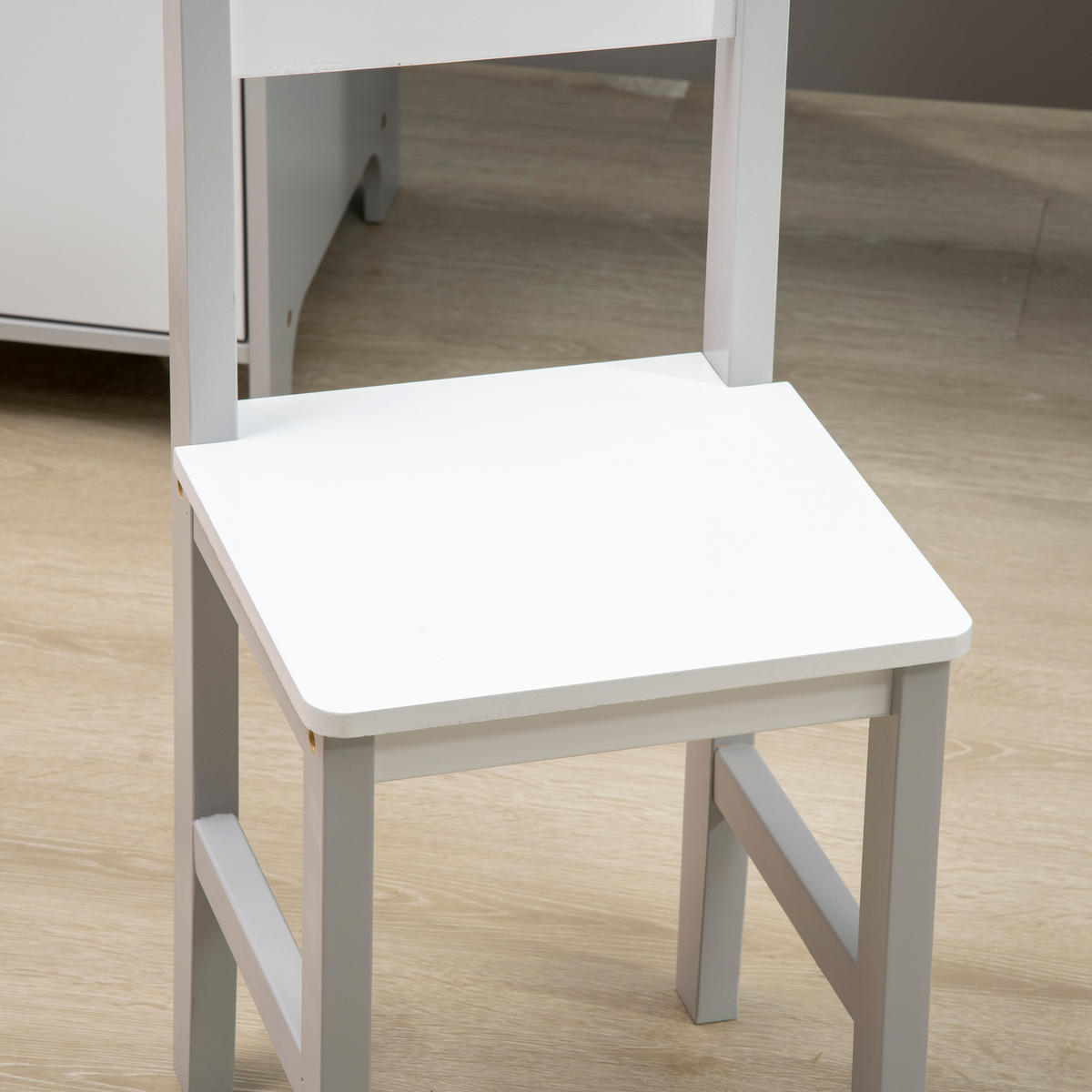 KINDER-SCHREIBTISCHSET DE-17514 mit Weißwandtafel und Stauraum Grau - Grau, Holzwerkstoff (90/85/45cm) - ComfortXL