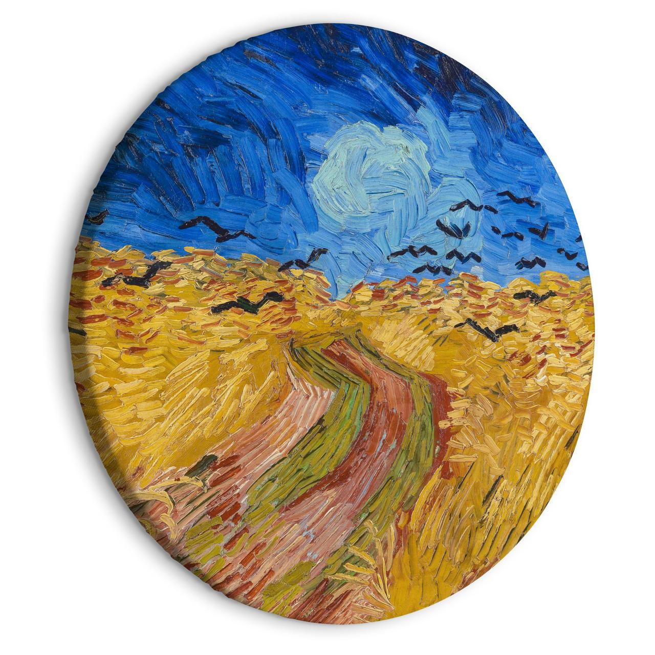 RUNDES BILD Gelb 60/60 cm - Blau/Gelb, Textil (60/60cm) - KUNSTLOFT