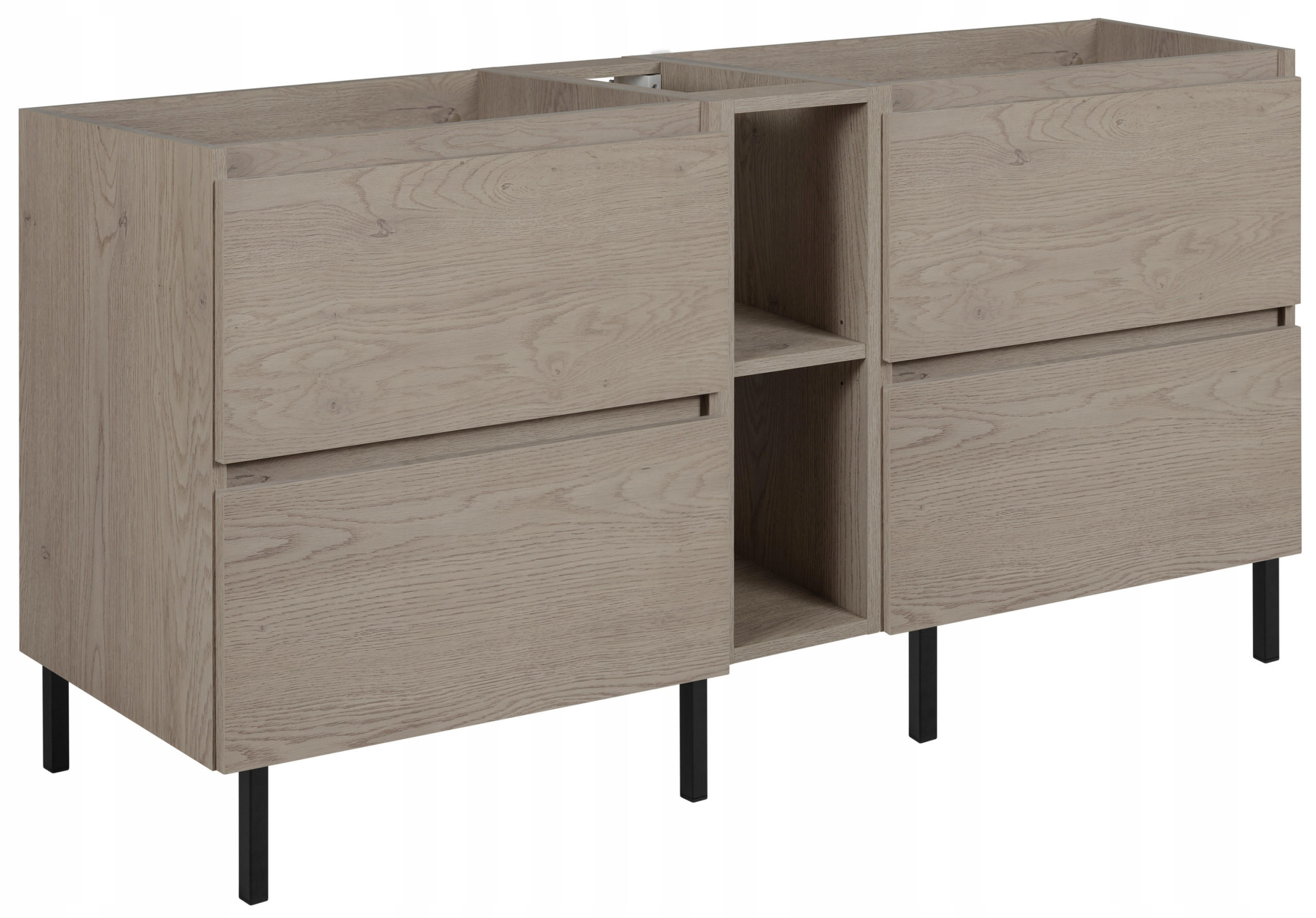 WASCHBECKUNTERSCHRANK SIMPLE mit Beinen 140cm Eiche Dunkel - Wildeiche, Holz (140/62/46cm) - Rodan