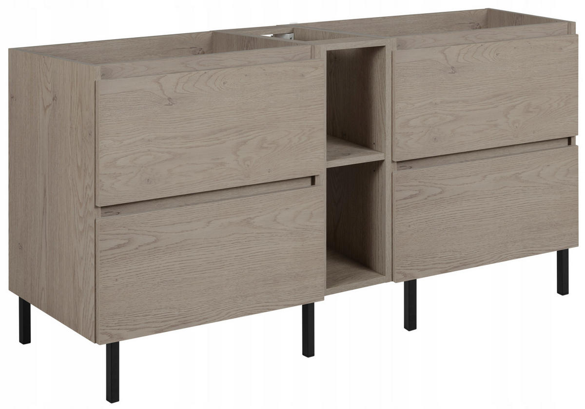 WASCHBECKUNTERSCHRANK SIMPLE mit Beinen 140cm Eiche Dunkel - Wildeiche, Holz (140/62/46cm) - Rodan