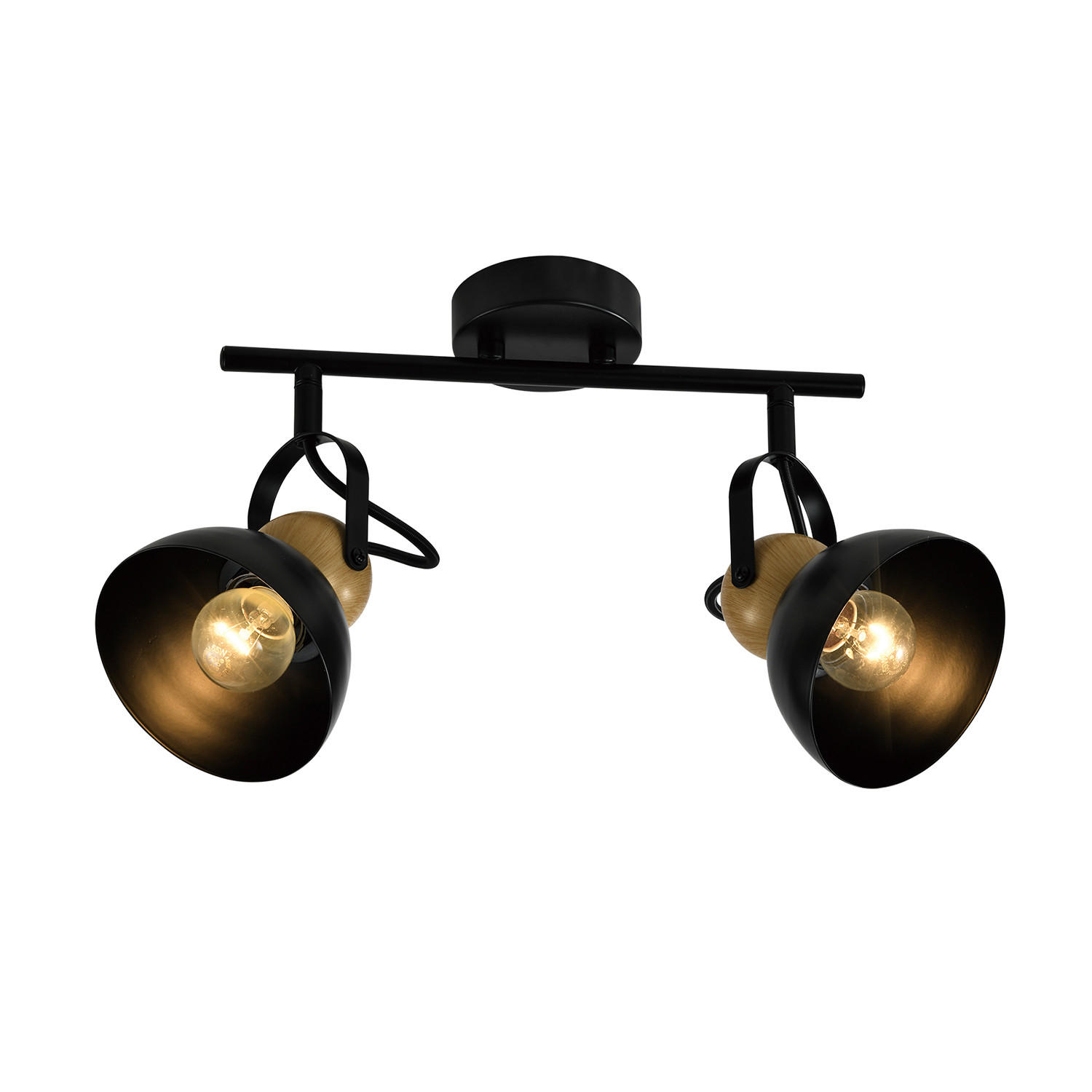DECKENSTRAHLER Fowler 2-flammig 33/21/15 cm - Schwarz, Metall (33/21/15cm) - Nettlife