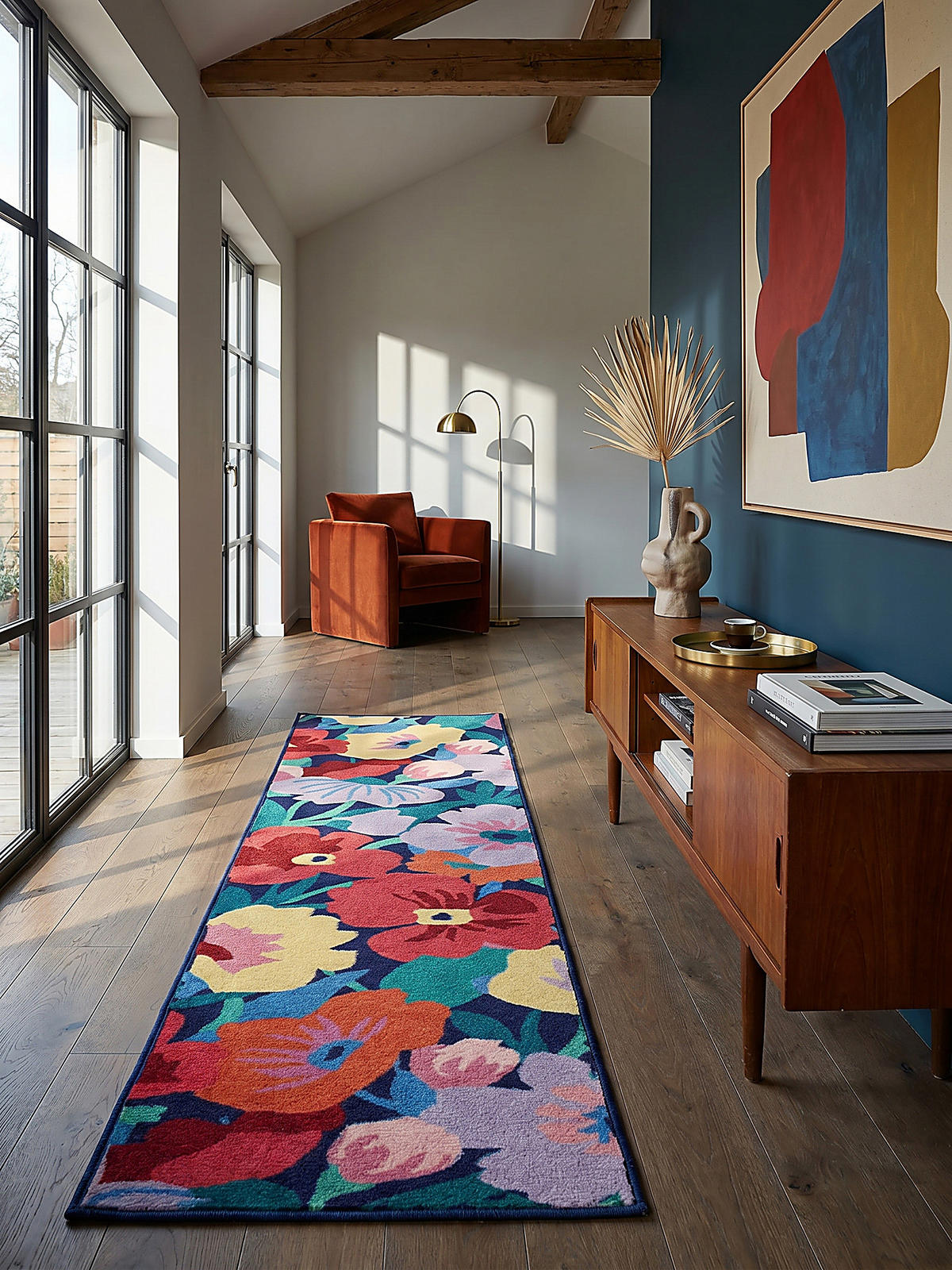 WOLLTEPPICH DAHLIA, floral, Bunt, 80 x 300 cm - Multicolor, Textil (80/300cm) - KADIMA DESIGN