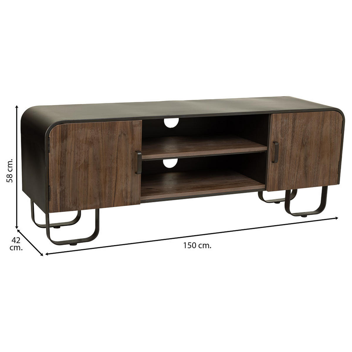 UNTERSCHRANK aus Holz und Metall 150x42x58 cm - Braun, Metall (150/58/42cm) - Wanderlust