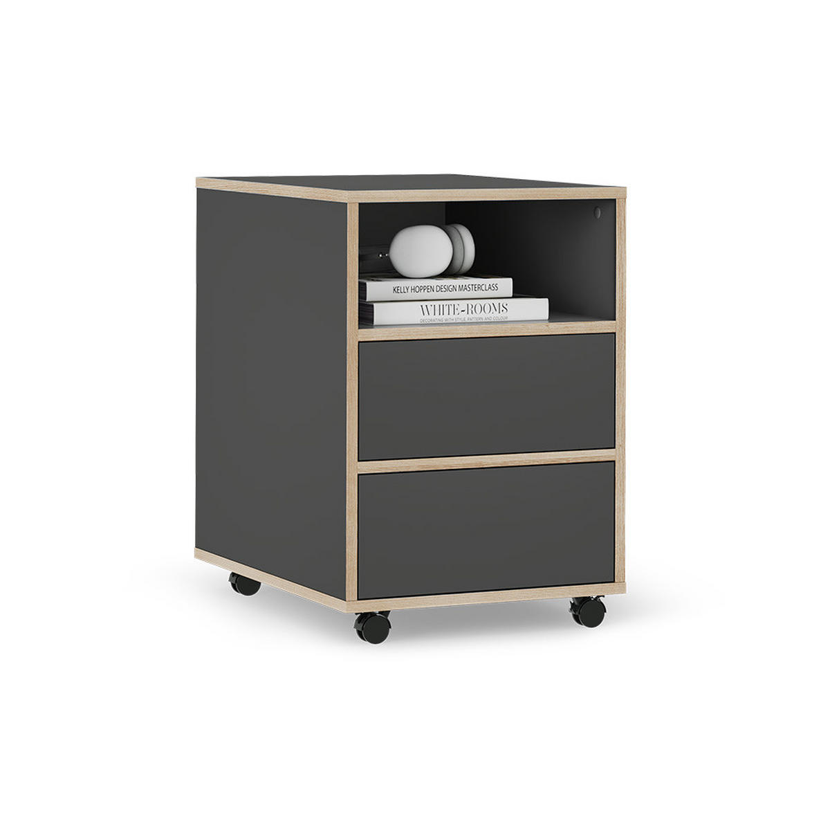 VÁLCOVÁ KARTOTÉKA Tetrix Antracit - antracitová/béžová, kompozitní dřevo (42/60.5/55cm) - Vicco