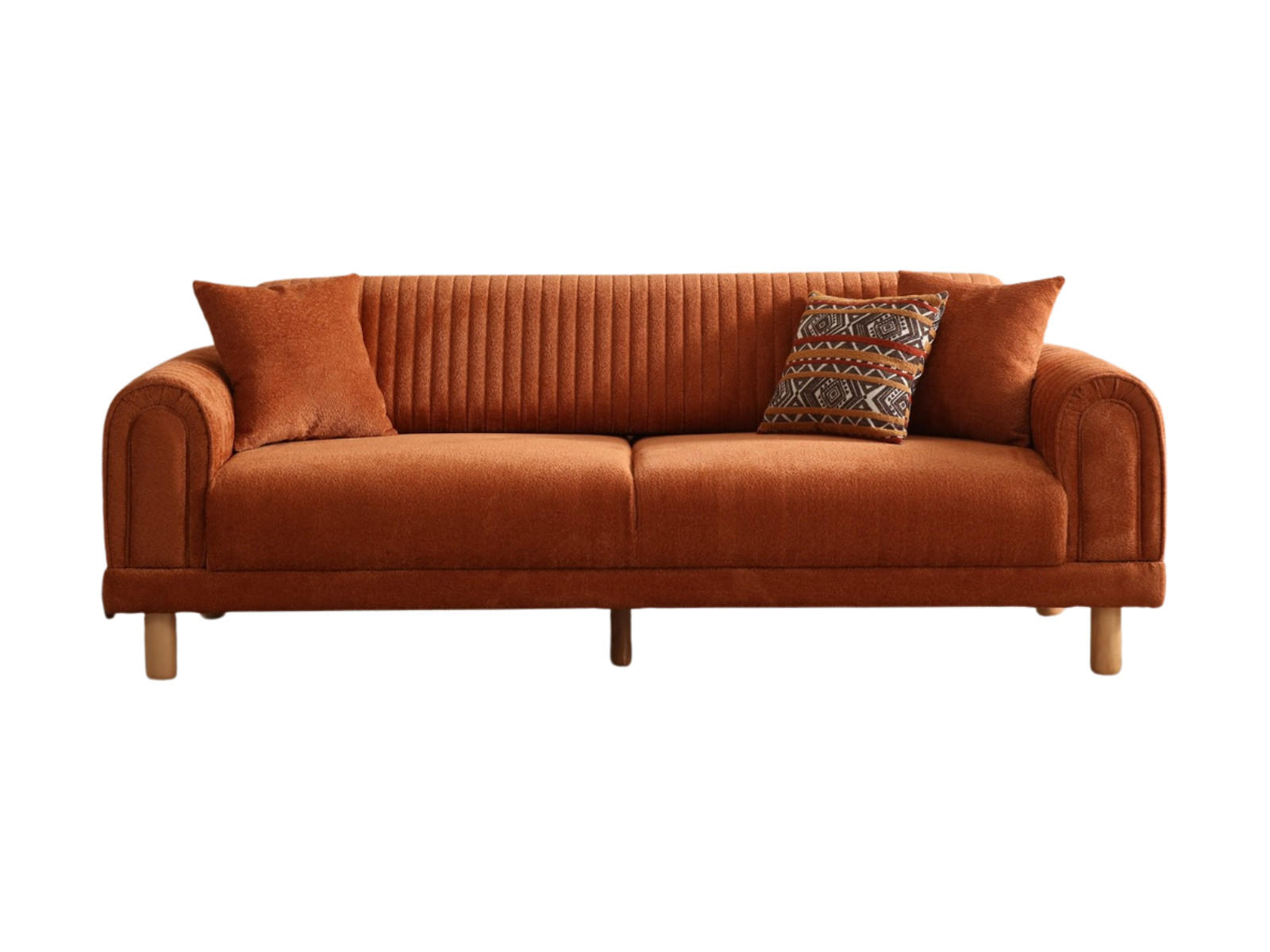 SOFA Kyoto 3-Sitzer Bouclé Terracotta - Terracotta, Holz/Textil (230/80/95cm)
