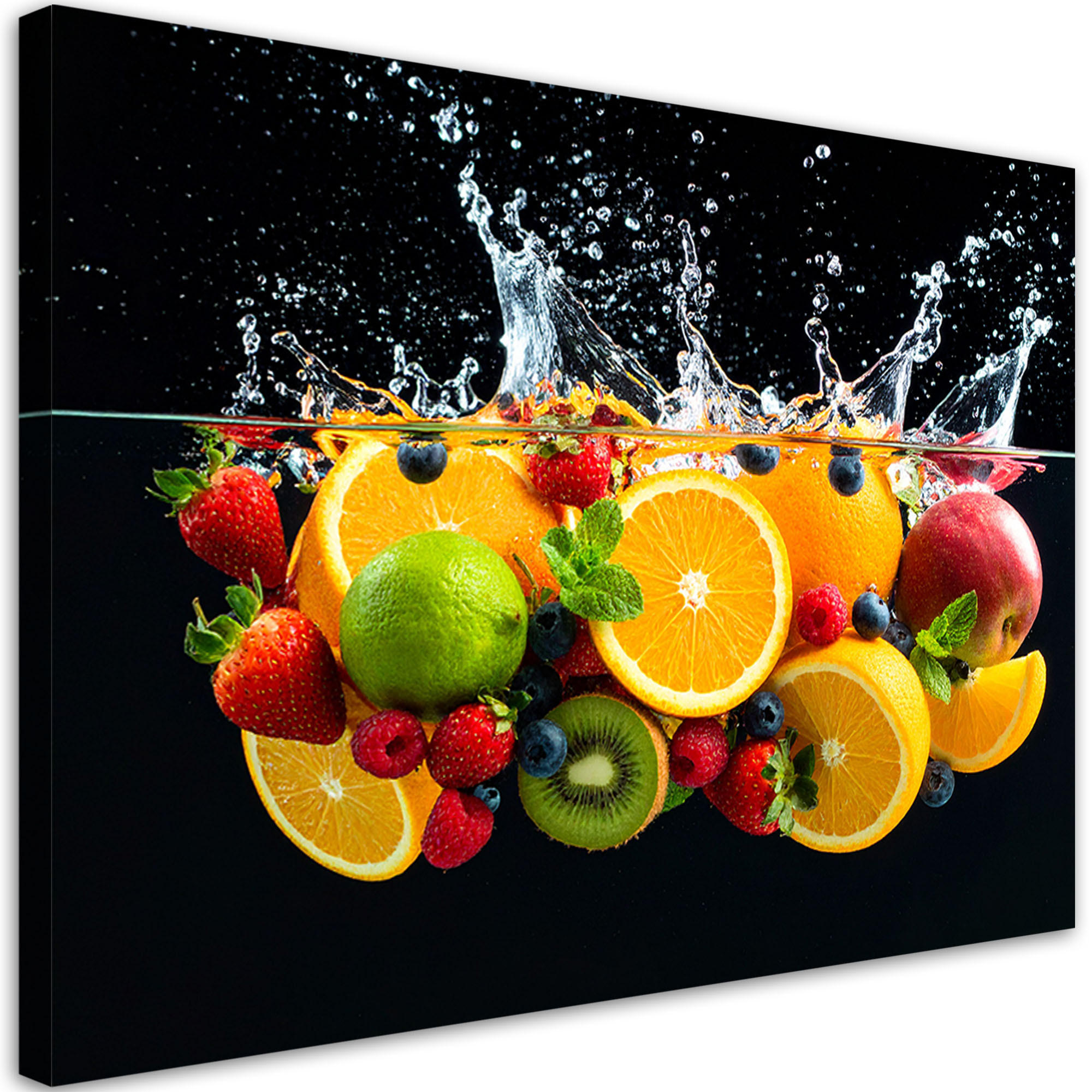 LEINWANDBILD Exotische Früchte in Wasser 60x40cm - Multicolor, Textil (60/40cm) - Feeby