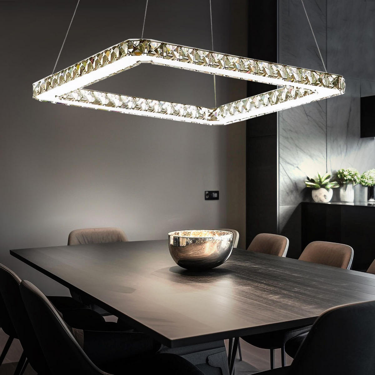 LED HÄNGELEUCHTE MARILYN Chrom Silber - Silberfarben, Metall (49/49/180cm) - Globo Lighting