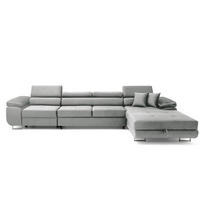 ECKSOFA ALONZO MAXI Rechts mit Schlaffunktion 125x195 Velours Hellgrau - Silberfarben/Hellgrau, Holz/Textil (203/350cm) - Muffo