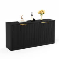 BOČNÍ skříň 150/40/70,5 cm černá z MDF s vlnitým čelním designem a úložným prostorem - černá, kompozitní dřevo (150/70.5/40cm) - OKWISH