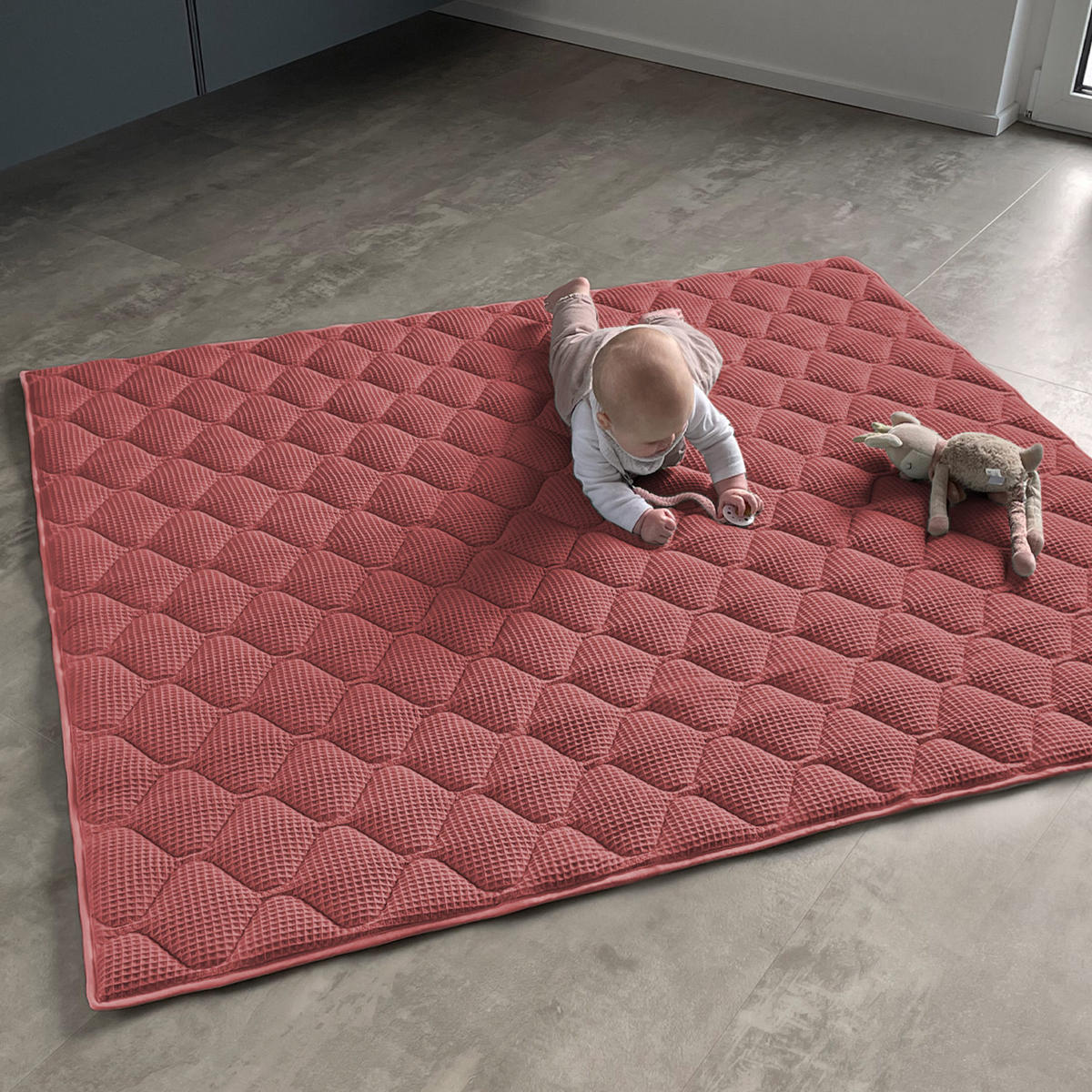 KRABBELDECKE 120x120cm Rost-Rot - Rot, Textil (120/120cm) - Sanosoft