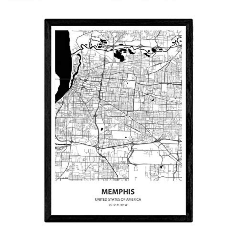 POSTER Karte Von Memphis - Usa A3 Rahmenlos - Klar, Papier (29.7/5/42cm) - Nacnic
