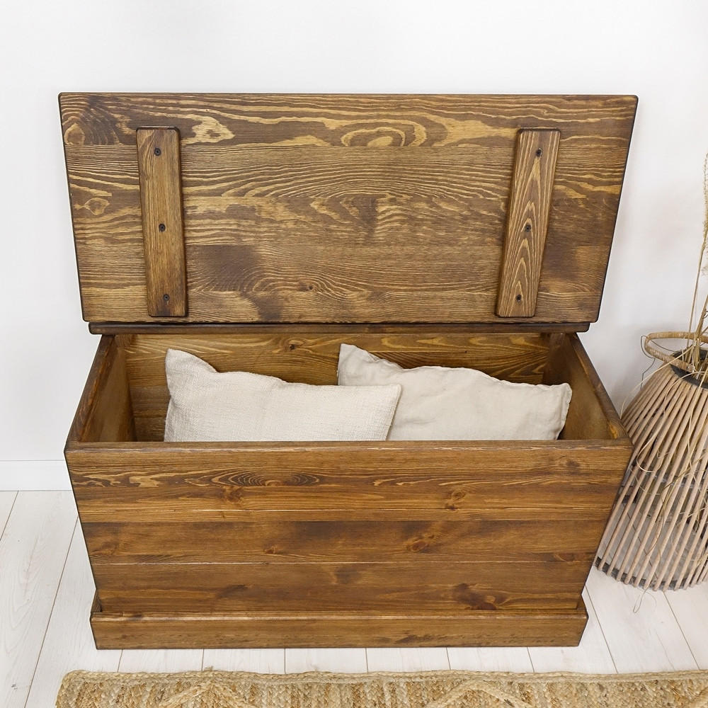 TRUHENBANK aus Massivholz Rustyk - Dunkelbraun/Schwarz, Holz (95/51/49cm) - Seart