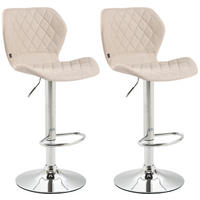 BARHOCKER 2er Set Stoff creme - Chromfarben/Creme, Textil/Metall (47/88/51cm) - CLP