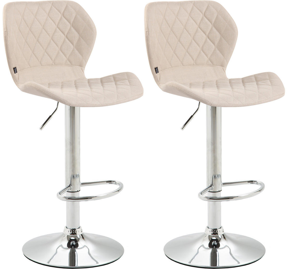 BARHOCKER 2er Set Stoff creme - Chromfarben/Creme, Textil/Metall (47/88/51cm) - CLP