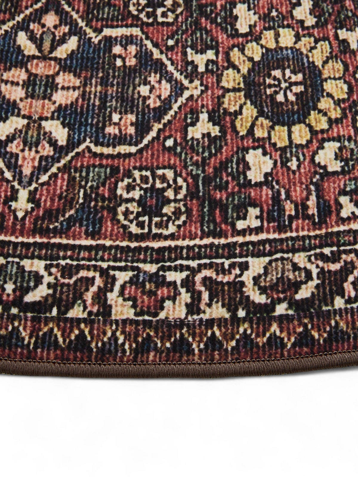 VINTAGE-TEPPICH George waschbar ø 120 cm rund - Rot/Multicolor, Kunststoff (120/120cm) - benuta