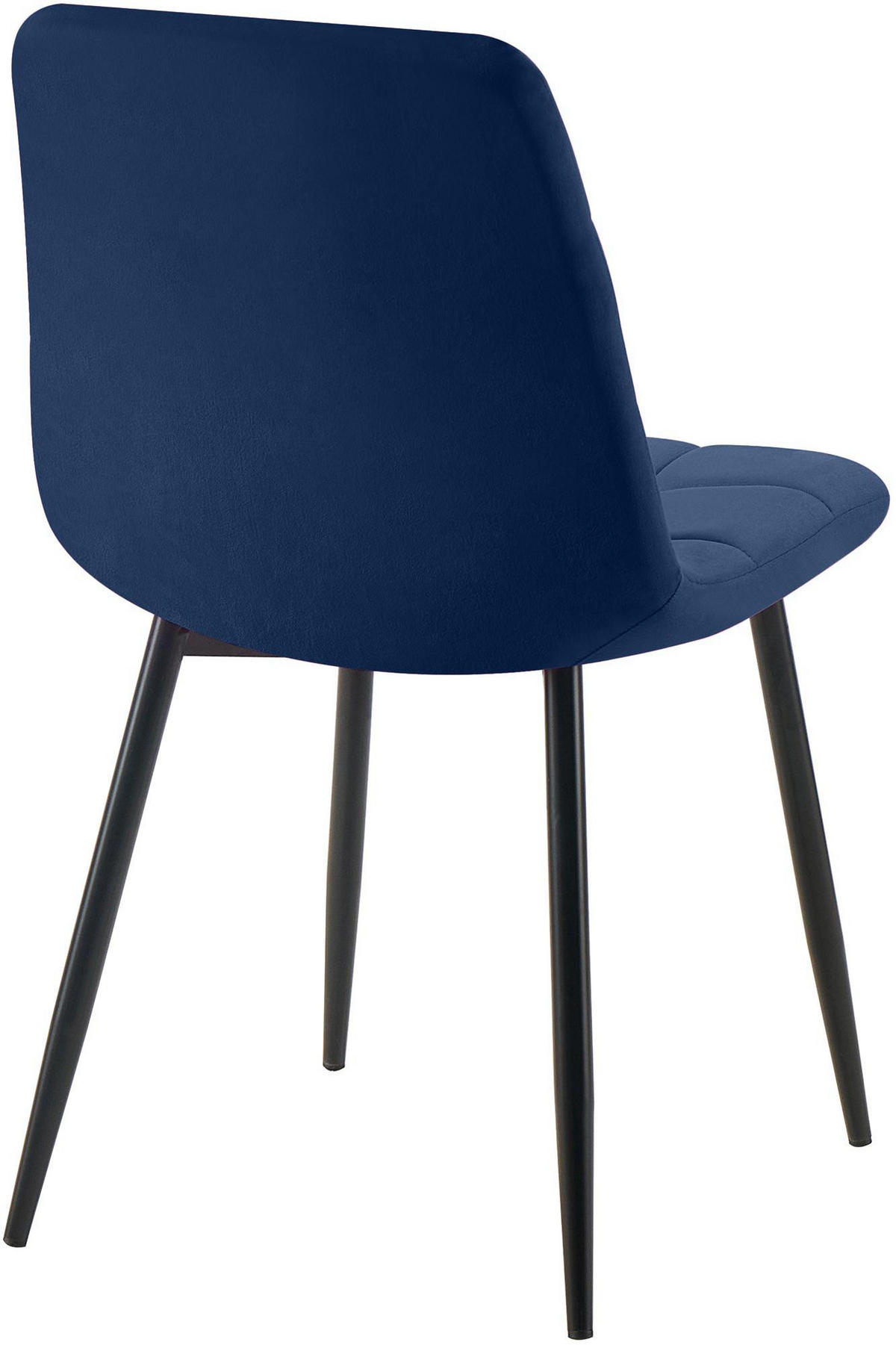 STUHL 2er Set Samt Blau - Blau/Schwarz, Textil/Metall (45/84/55cm) - CLP