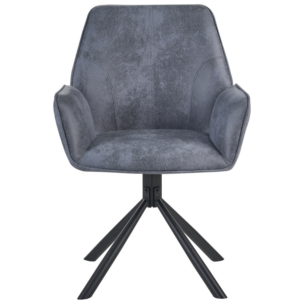 ESSZIMMERSTUHL 2er-Set drehbar Kunstwildleder Grau Warner - Grau, Textil (63/94/58cm) - Beliani