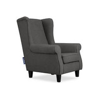 OHRENSESSEL MILES Massivholzbeine schwarz, grau - Grau, Holzwerkstoff/Buchenholz (82/105/97cm) - KONSIMO®