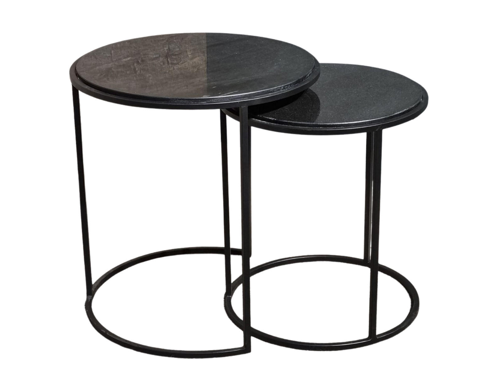 BEISTELLTISCH Rond Marmor Durchmesser 49 cm Schwarz - Schwarz, Stein (49/49/55cm) - Villa Möbel