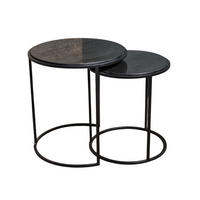 BEISTELLTISCH Rond Marmor Durchmesser 49 cm Schwarz - Schwarz, Stein (49/49/55cm) - Villa Möbel