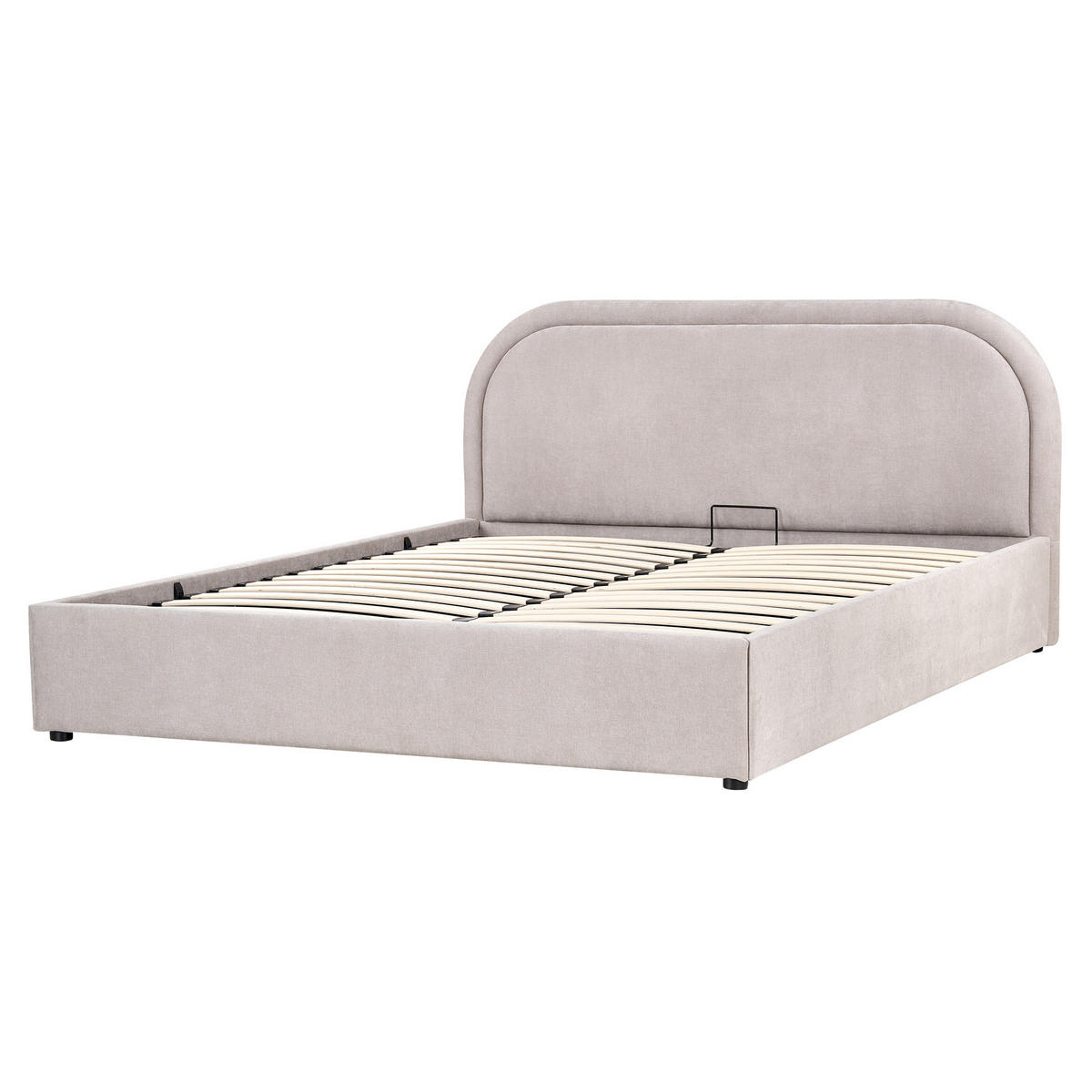 BETT mit Stauraum 160/200 cm Chenillegewebe Taupe Quillien - Taupe, Textil (160/200cm) - Beliani