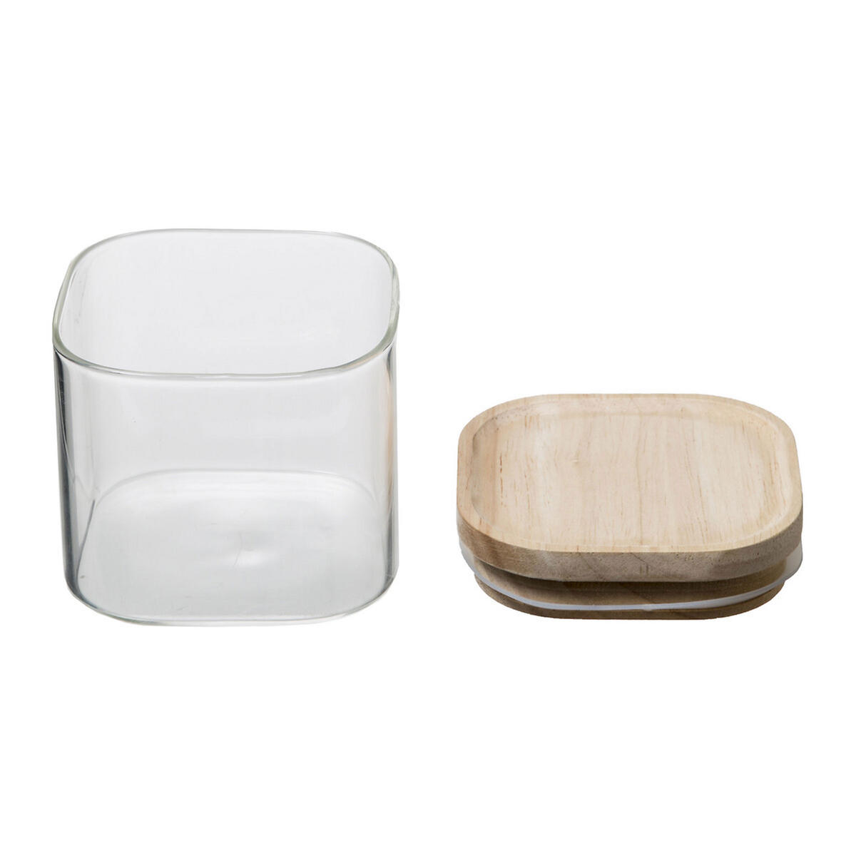 VORRATSGLAS Set 3-tlg., stapelbar mit Deckel, Borosilikatglas, Holz - Transparent, Metall - 5five Simply Smart