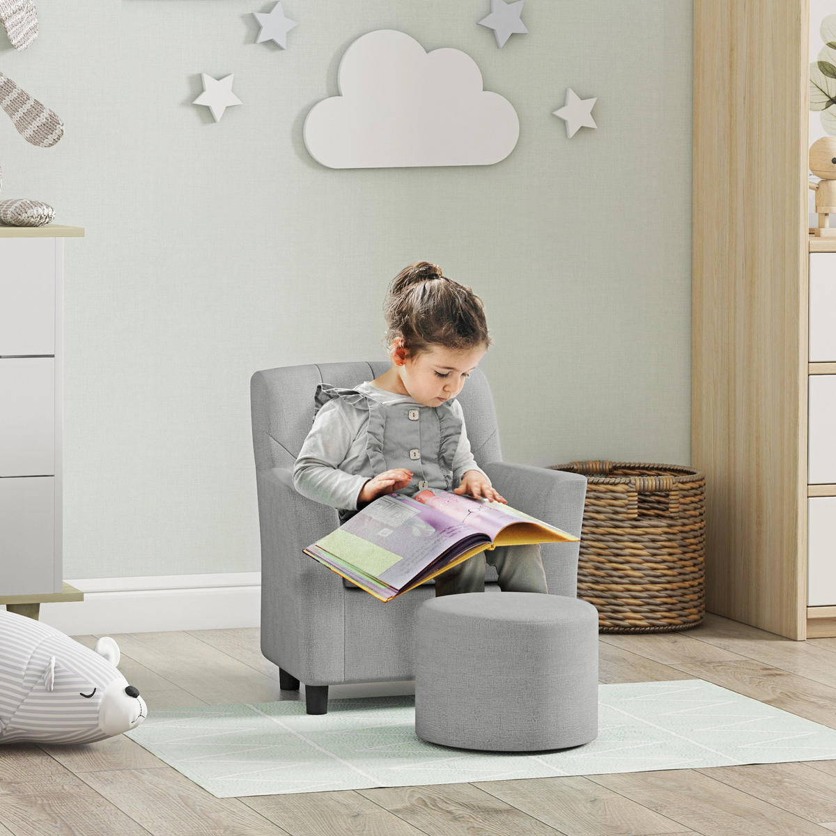 KINDERSESSEL - Grau, Textil (43/50.5/45cm) - AIYAPLAY