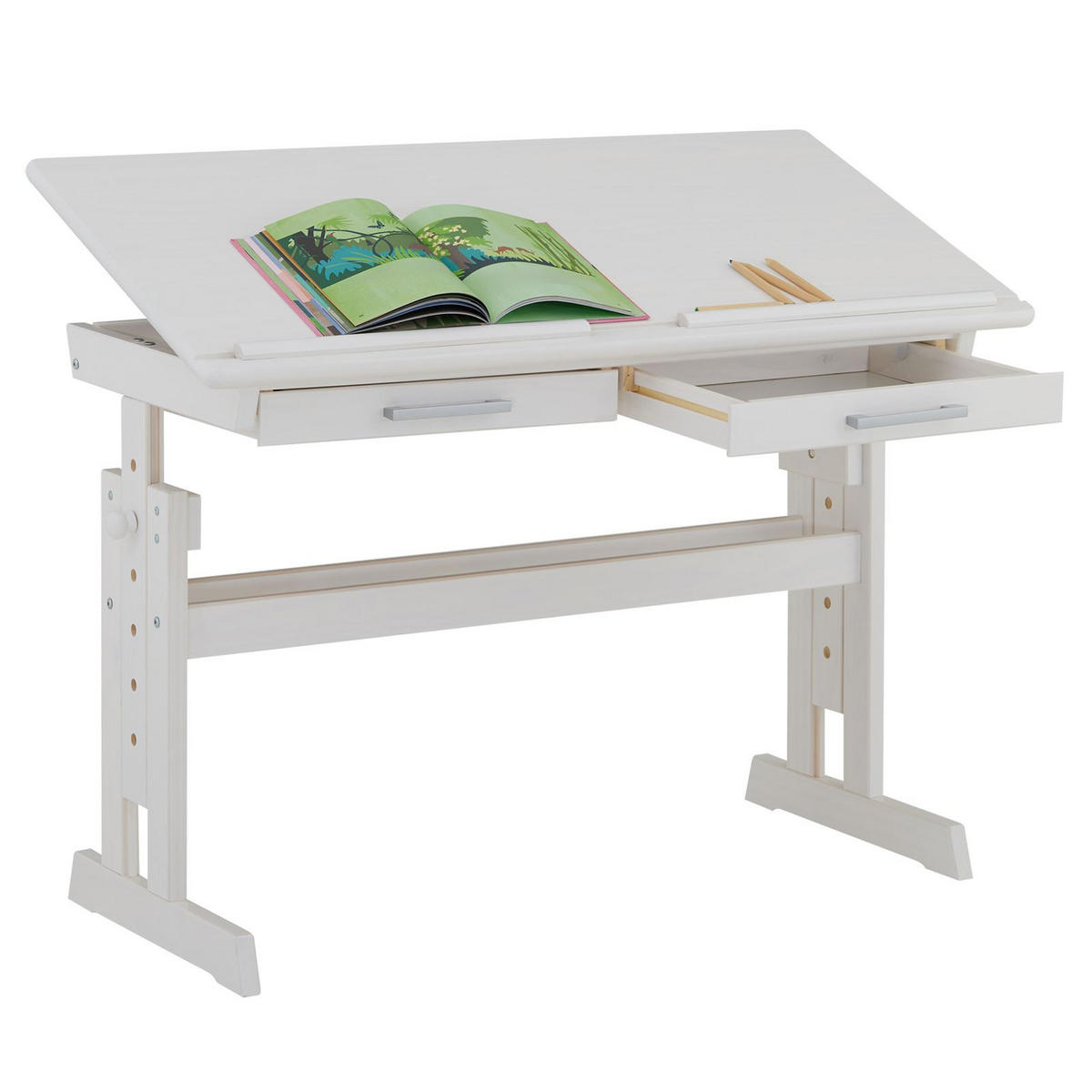 KINDERSCHREIBTISCH OLIVIA weiß - Weiß, Holz (109/130/55cm) - IDIMEX