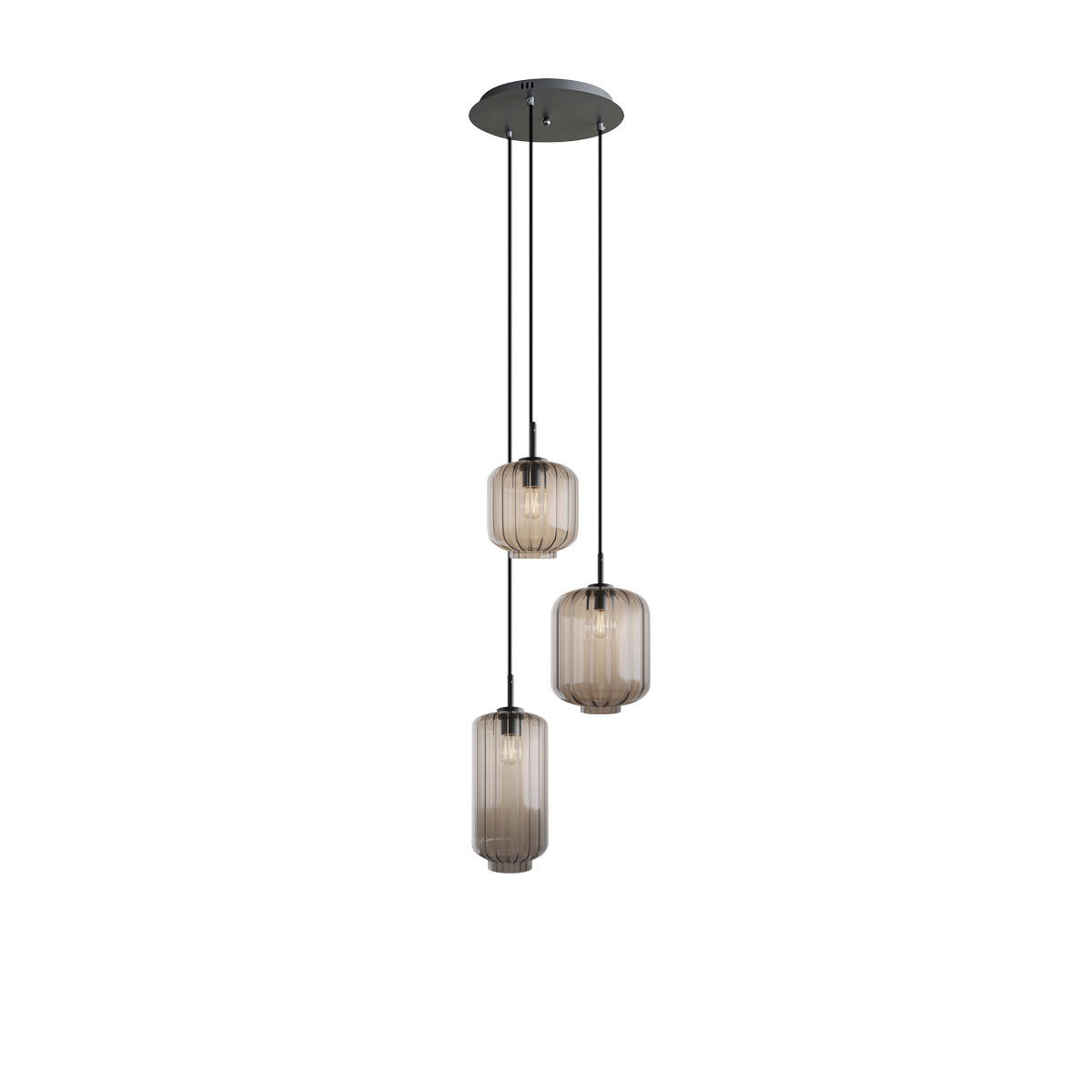 GALERIELEUCHTE Velo 3-flammig Klar Ø 18/20/25cm - Klar/Schwarz, Glas (25/25/27cm) - s.luce