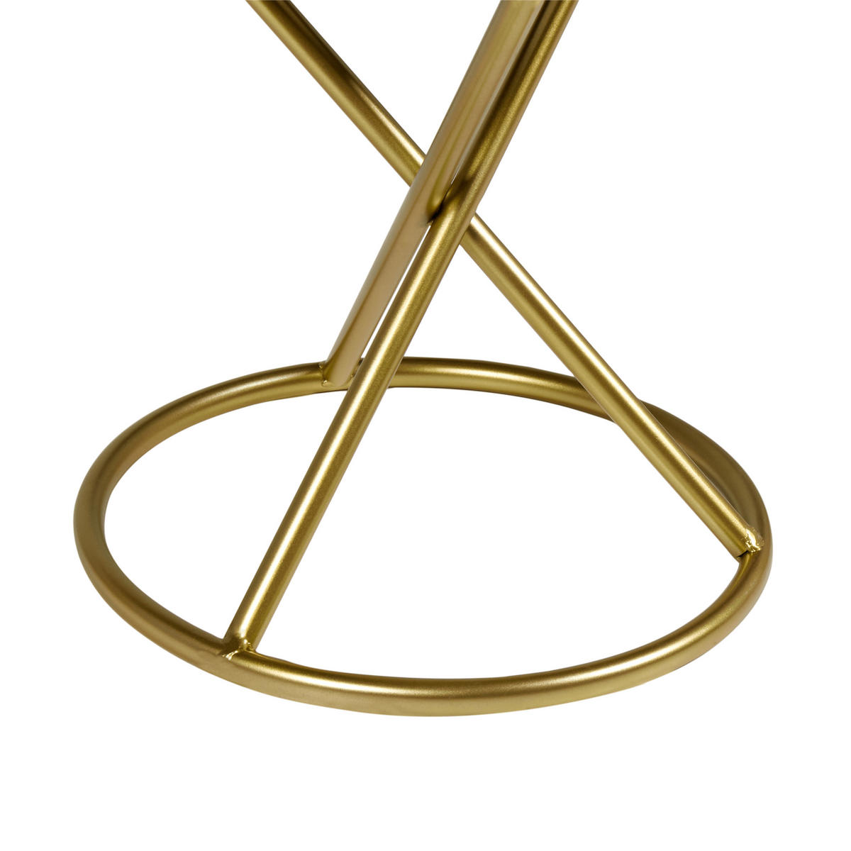 HOCKER Cremeweiß Presho - Goldfarben/Weiß, Textil (35/45/35cm) - Beliani