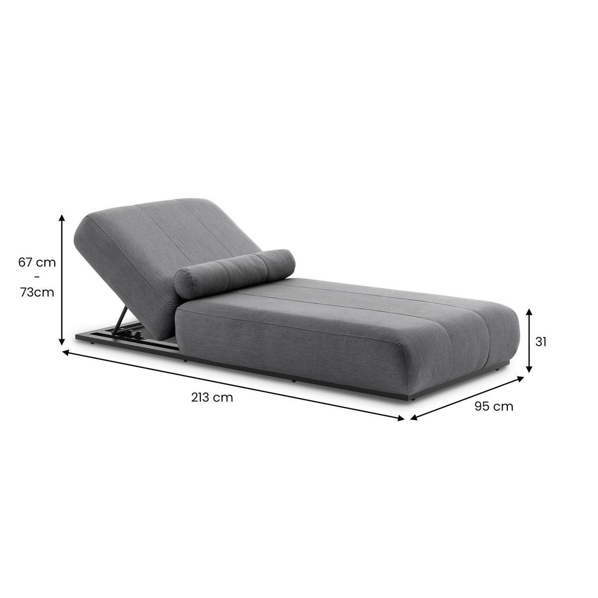 SONNENLIEGE TROPEA schwarz, dunkelgrau - Schwarz, Kunststoff (213/32/91cm) - IDIMEX