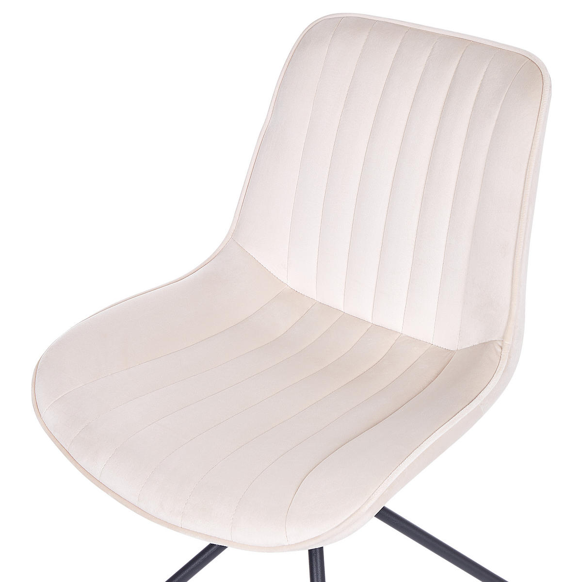 STUHL 2er-Set Samtstoff Beige Navasota - Beige, Textil/Metall (47/83/62cm) - Beliani