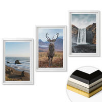 WANDBILDER 3er-Set - 40x60 cm Weißer Rahmen - Berglandschaften mit einem Wasserfall - Weiß, Kunststoff (40/60cm) - ArtPrintCave