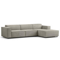 ECKSOFA mit Longchair - Graubraun/Schwarz, Kunststoff/Textil (294/177cm) - home24