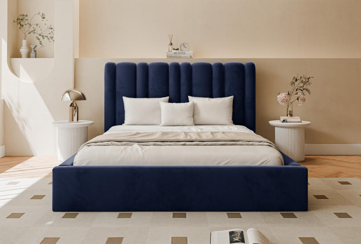 POLSTERBETT Vibo 120x200 cm, Nachtblau - Dunkelblau, Textil (120/200cm) - Fedve