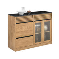 SIDEBOARD Vintagebraun-Schwarz - Schwarz/Naturfarben, Glas/Holzwerkstoff (112/89/40cm) - SoBuy