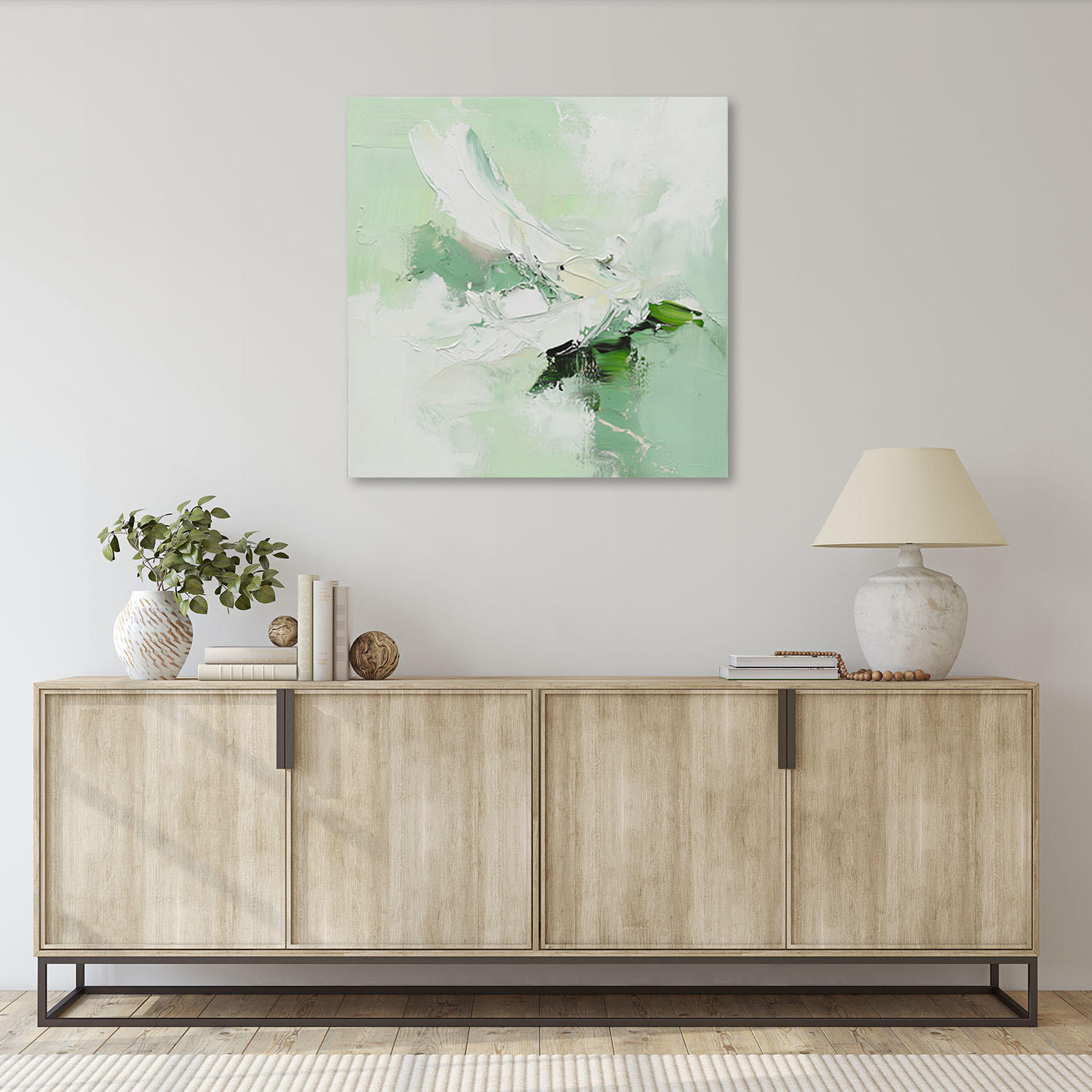 WANDBILD abstraktes pastell mintgrün - Grün, Textil (50/50cm) - Feeby