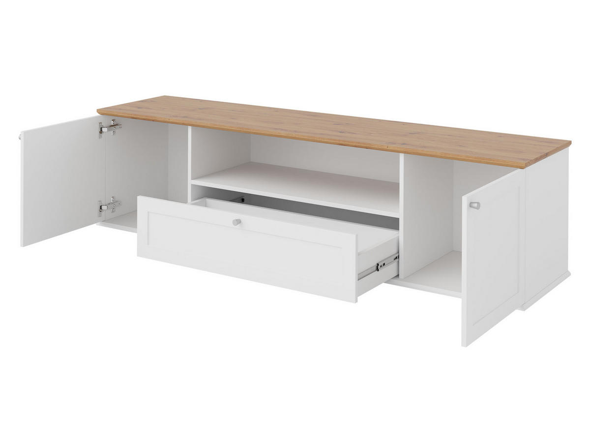 TV-LOWBOARD Gacoris 2D1SZ - Hellgrau/Weiß, Holzwerkstoff/Kunststoff (182/48/43cm) - MIRJAN24