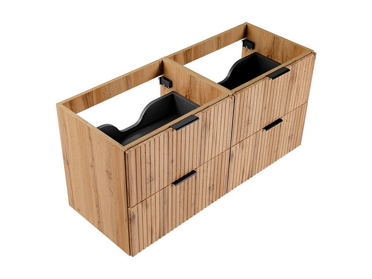 WASCHBECKENUNTERSCHRANK hängend - Streifenoptik - Holzfarben hell - 120 cm - ZEVARA - Naturfarben, Holz (120/57/46cm) - Vente-Unique