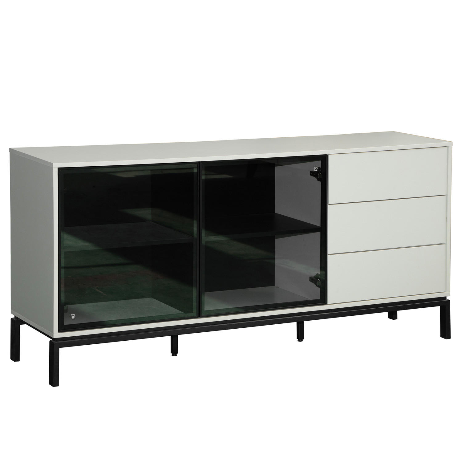 SIDEBOARD - Glas - Schwarz / Kaschmir - Kaschmir/Schwarz, Holzwerkstoff/Metall (160/76/40cm) - home24