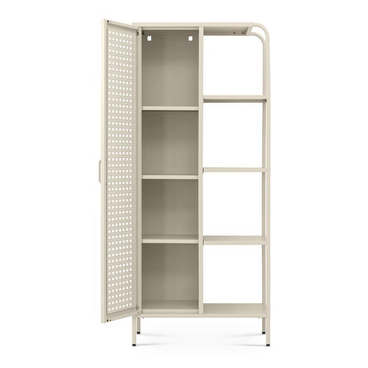 REGAL Industrielles Regal aus beigefarbenem Metallgitter mit 1 Tür und 4 Fächern - HERA - Beige, Metall (75/175/35cm) - Sicaan