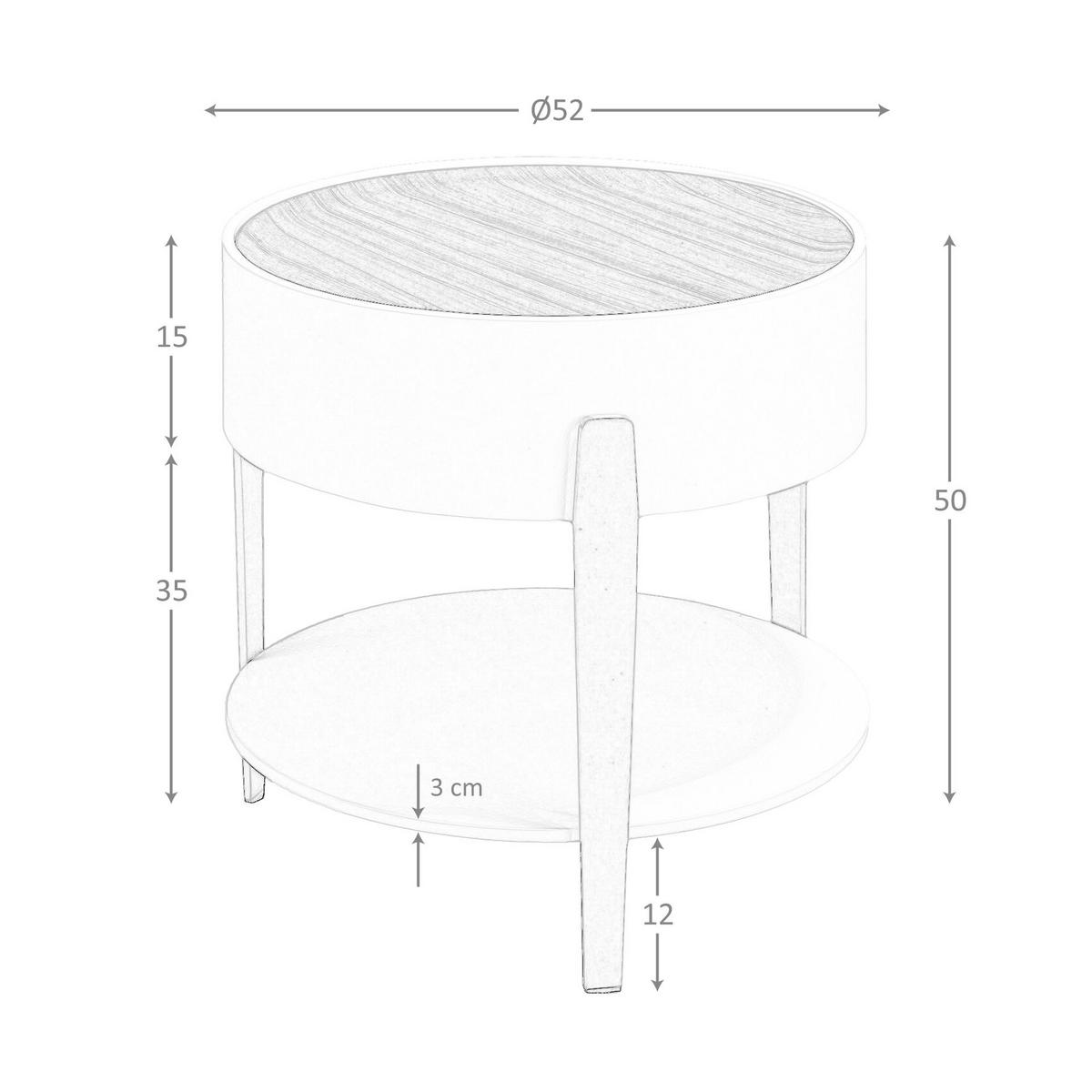 BEISTELLTISCH rund Beige Gold Walnuss 52/52/50 cm - Beige, Holzwerkstoff/Metall (52/52/50cm) - ANGEL CERDA