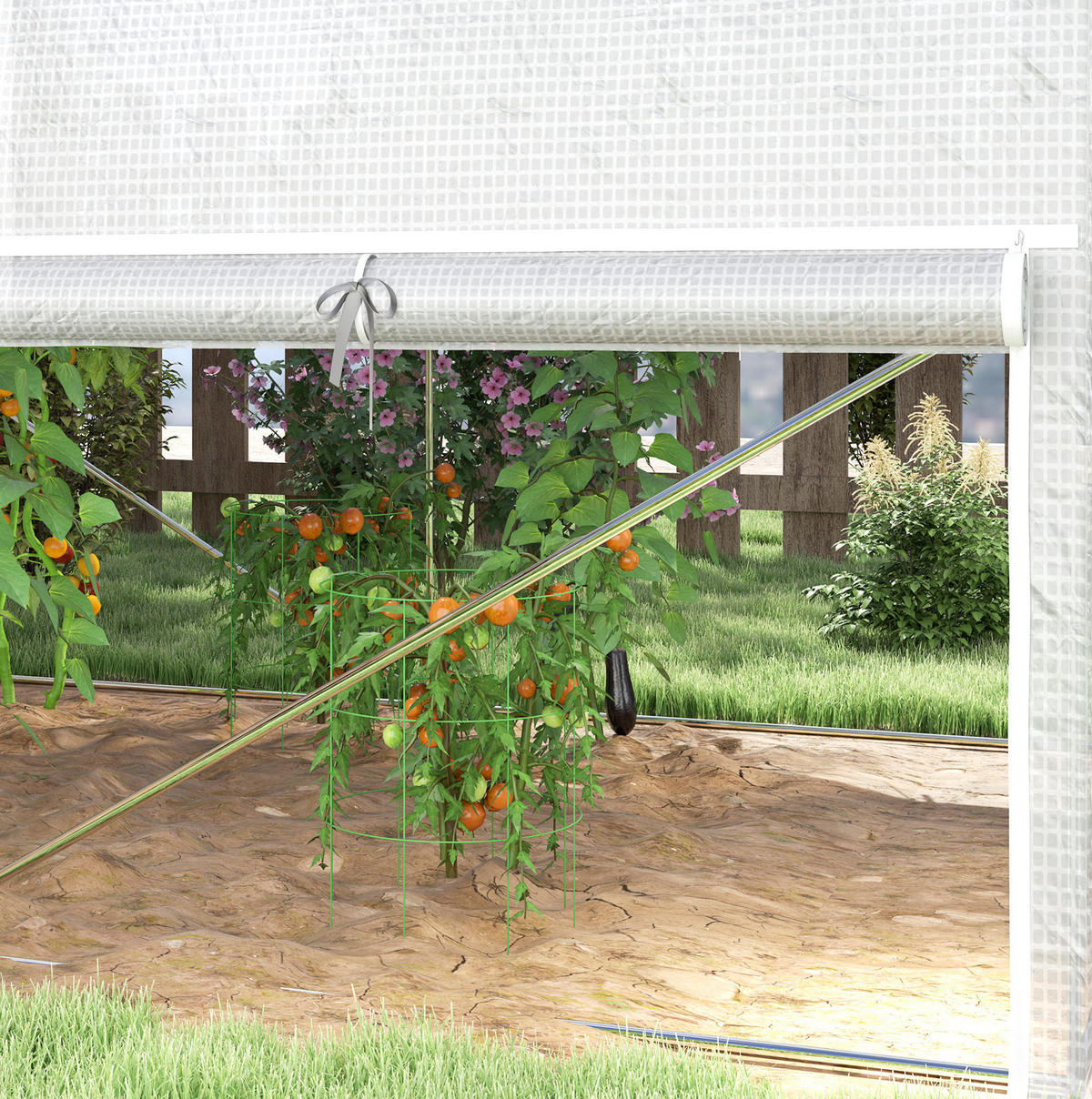 GEWÄCHSHAUS 300/200/200 cm Weiß aus Kunststoff mit Rolltür - Weiß, Kunststoff (200/200/300cm) - OKMYHOME