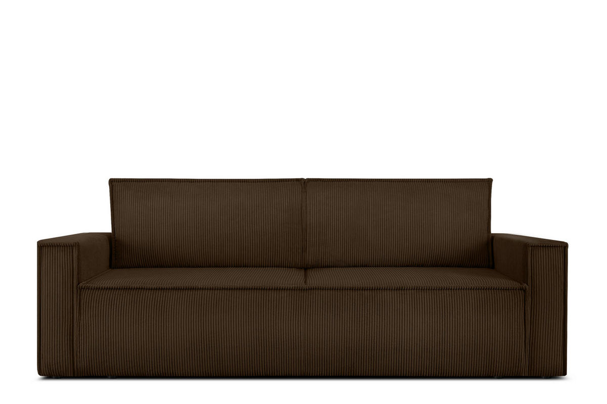 SCHLAFSOFA NAPI in Pet Friendly Cord-Stoff, dunkelbraun - Dunkelbraun/Schwarz, Textil (228/89/101cm) - KONSIMO®