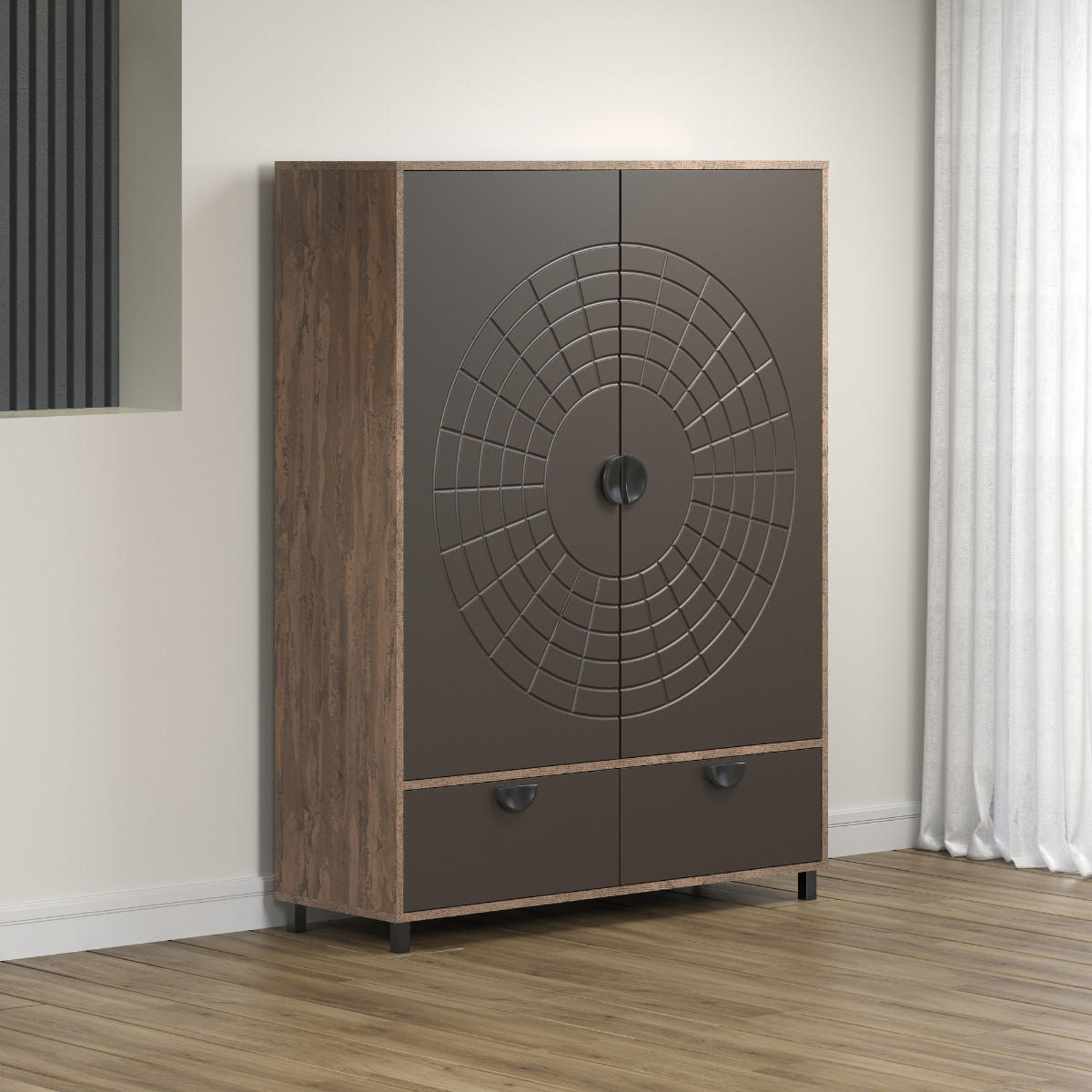SIDEBOARD mit 2 türen und 1 schublade - fusion 120/42/163 cm - Eschefarben, Holzwerkstoff (42/163/9cm) - Calicosy