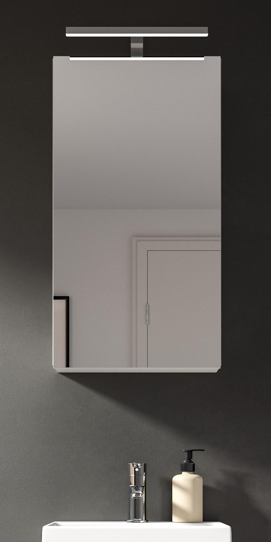SPIEGELSCHRANK weiß 38 x 77 cm, Badschrank 1-türig mit Spiegel - Weiß, Glas/Holzwerkstoff (38/77/18cm) - Inn.Furn