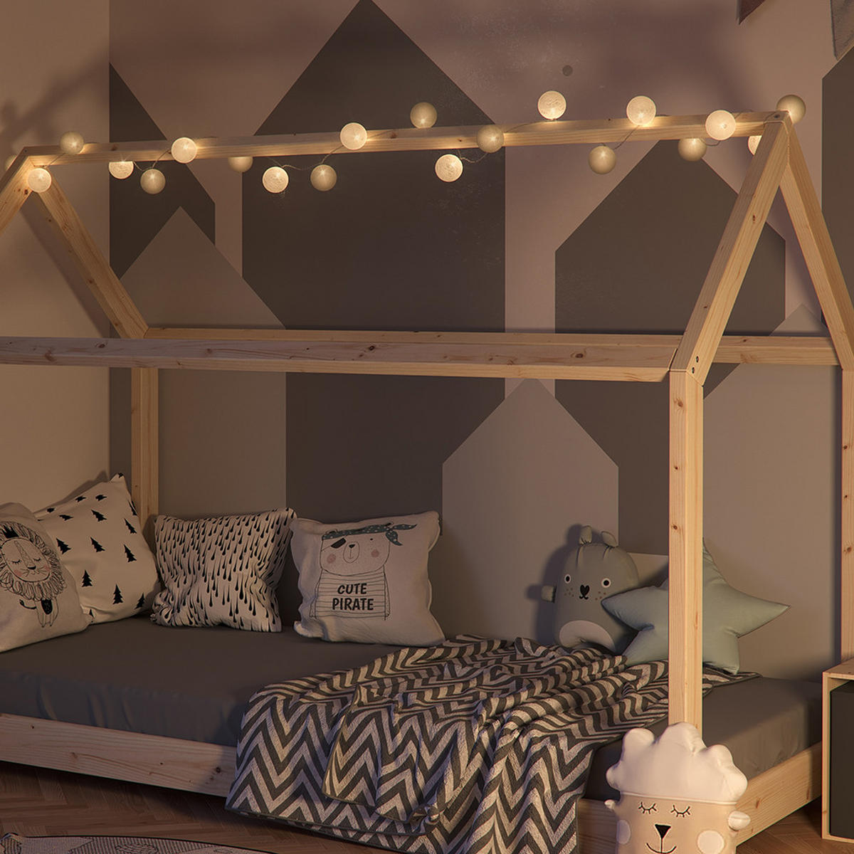 SVĚTÝLKA NA VÁNOČNÍ STROMEČEK Šedá - šedá/bílá, plast (310cm) - Vicco