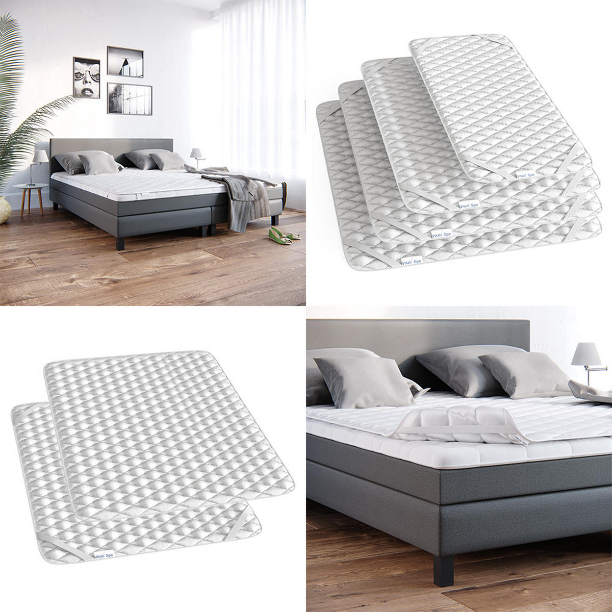 MATRATZENSCHONER Weiß 160 x 200 cm - Weiß, Textil - VitaliSpa