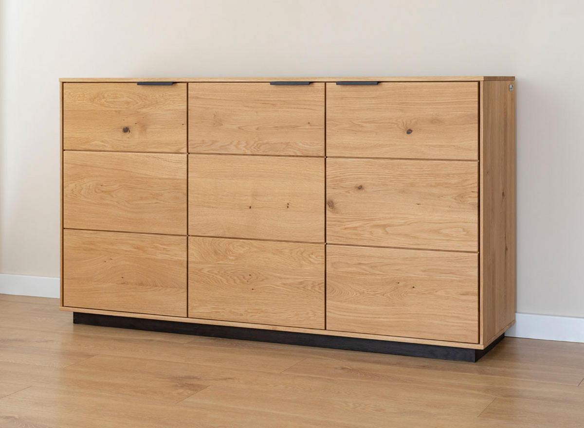 KOMMODE Tirano Eiche Natur 154 / 39 / 84cm - Eichefarben/Schwarz, Holz/Metall (154/84/39cm) - Feldmann-Wohnen